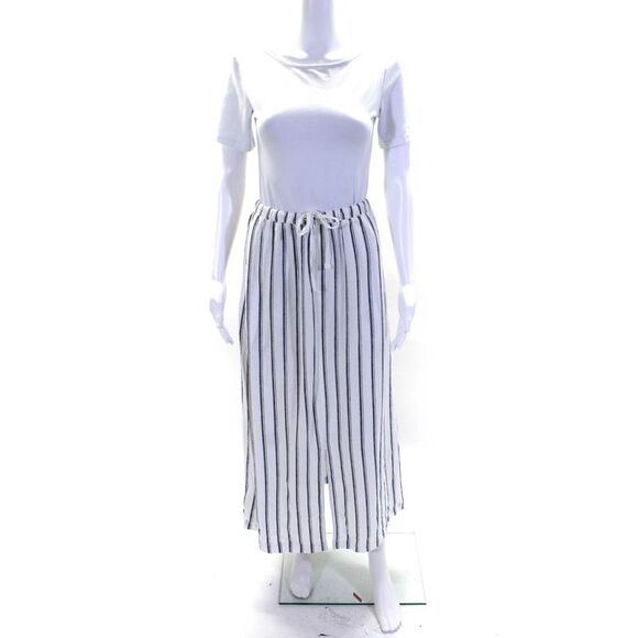 Splendid Womens Striped Print Drawstring Front Slit Slip-On Skirt White Size XS - Picture 1 of 4